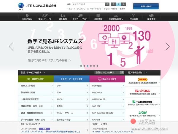 JFE系统网站的首页截图