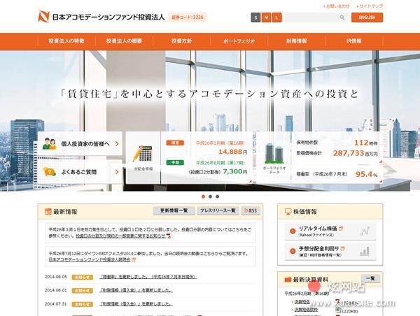 日本赁贷住宅投资法人网站的首页截图